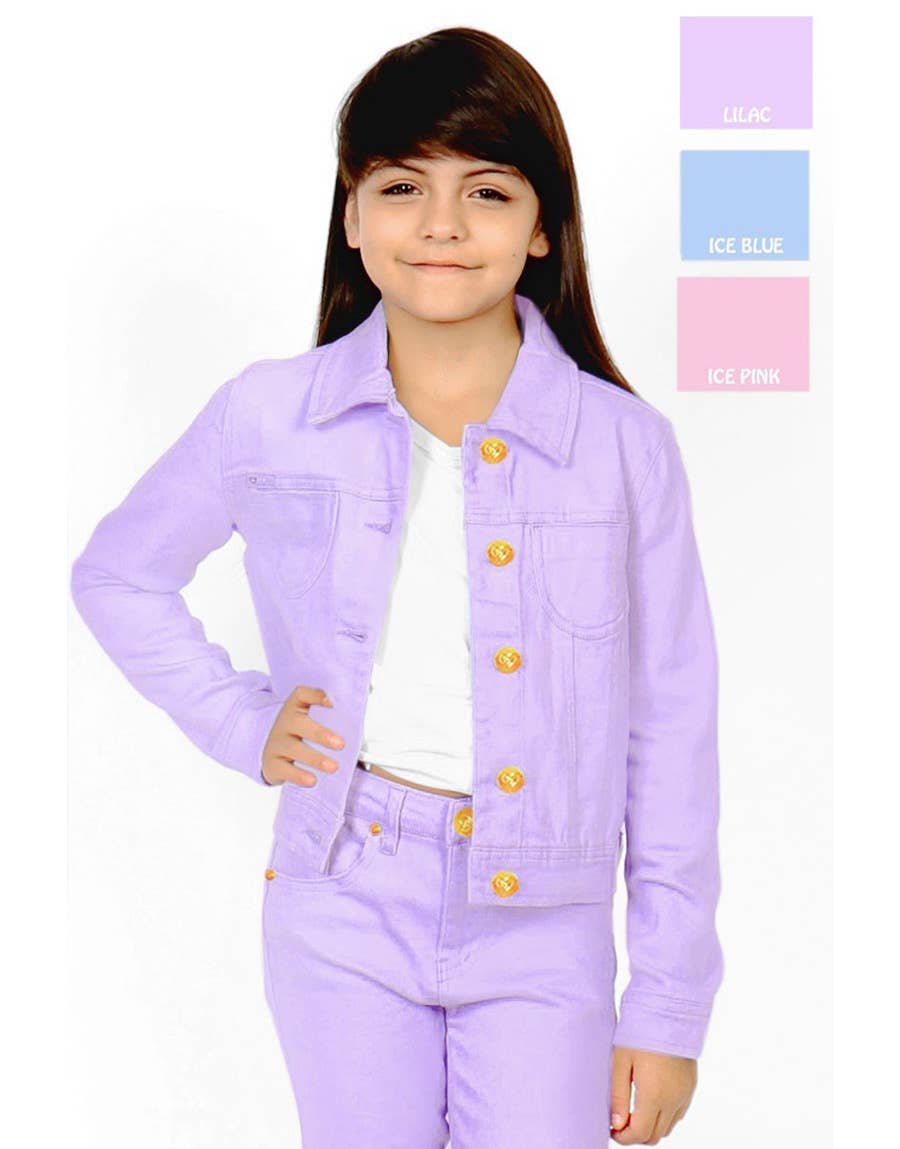 Girl's Basic Wash Bulk Denim Jacket: Lilac / 7(S)